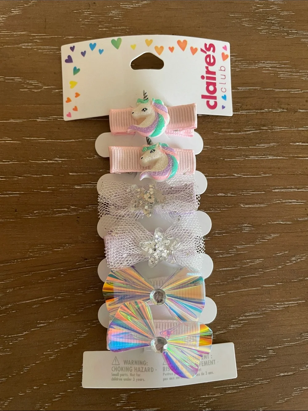 💖 Pick three $15 - Claire's Pink Unicorn & Iridescent Bow Hair Clip Pack